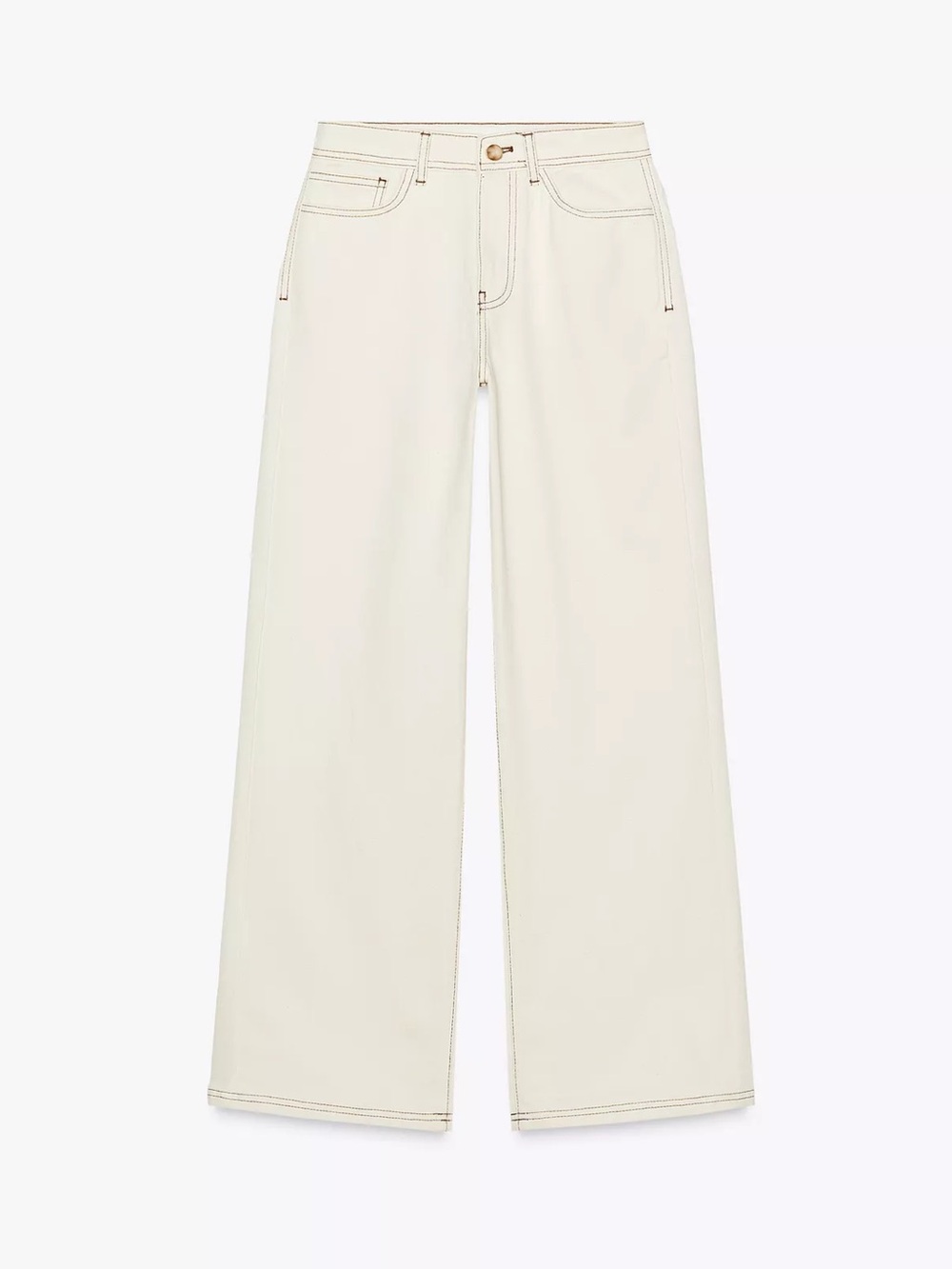 Zara Wide-Leg Cotton Jeans - Cream